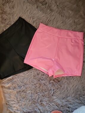 2 SHEIN Pink and Black High-Shine High Waist Women's Shorts